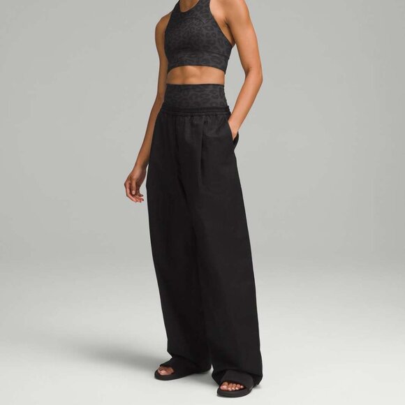 Lululemon LAB Jacquard Wide-Leg Pant 31" Leopardo Jacquard Black NEW Sz 14 $168 - Picture 1 of 5